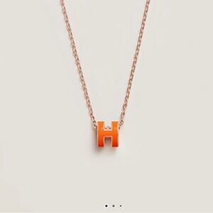 Hermes H Pendant Necklace in rose gold, never worn WITH BOX